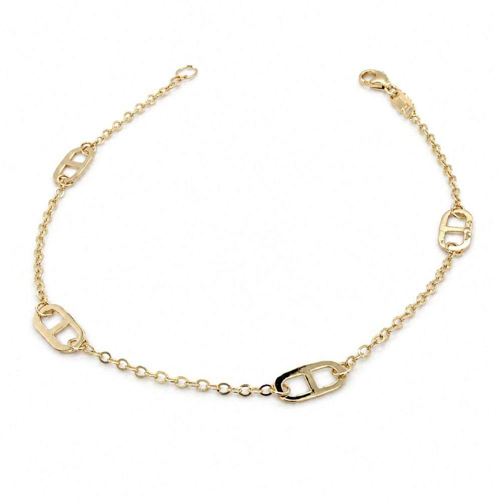1.26.0702 9ct Yellow Gold 4 Station Rambo Bracelet front image