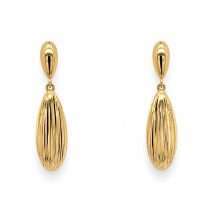 9ct Yellow Gold Diamond Cut Teardrop Earrings