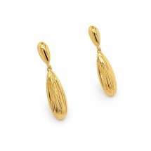 9ct Yellow Gold Diamond Cut Teardrop Earrings