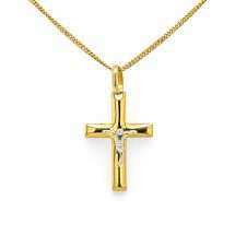 9ct Yellow Gold And White Gold Crucifix Pendant