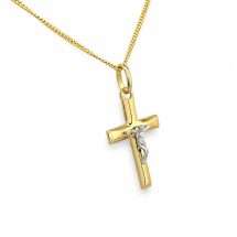 9ct Yellow Gold And White Gold Crucifix Pendant