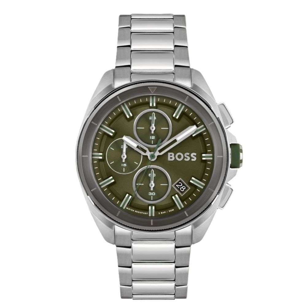 1513951 Boss Volane Mens Steel Bracelet Green Dial Watch Front Image 1513951 Boss Volane Mens Steel Bracelet Green Dial Watch Front Image
