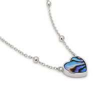 Sterling Silver Paua Shell Bobble Chain Heart Necklace