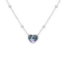 Sterling Silver Paua Shell Bobble Chain Heart Necklace