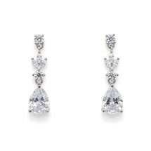 Sterling Silver Marquise CZ and Teardrop CZ Drop Earring