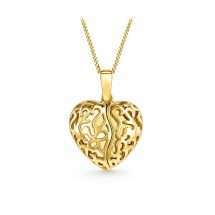 Silver Gold Plated Filigree Heart Open Wing Hinged Pendant