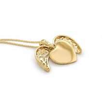 Silver Gold Plated Filigree Heart Open Wing Hinged Pendant