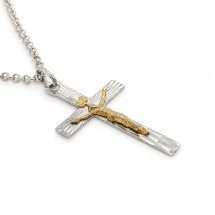 Sterling Silver 2-Colour Diamond Cut Crucifix Pendant