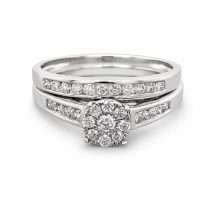 9ct White Gold 0.50cts Natural Diamond Double Set Ring
