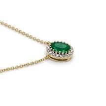 9ct Gold Lab Diamond And Emerald Halo Necklace