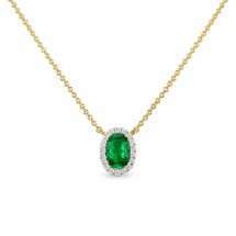 9ct Gold Lab Diamond And Emerald Halo Necklace