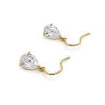 9ct Yellow Gold Drop Pear Cut CZ Sparkle Earrings