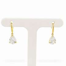9ct Yellow Gold Drop Pear Cut CZ Sparkle Earrings