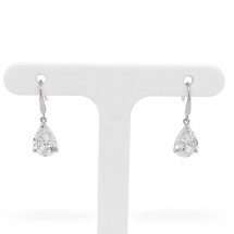 9ct White Gold Drop Pear Cut CZ Sparkle Earrings