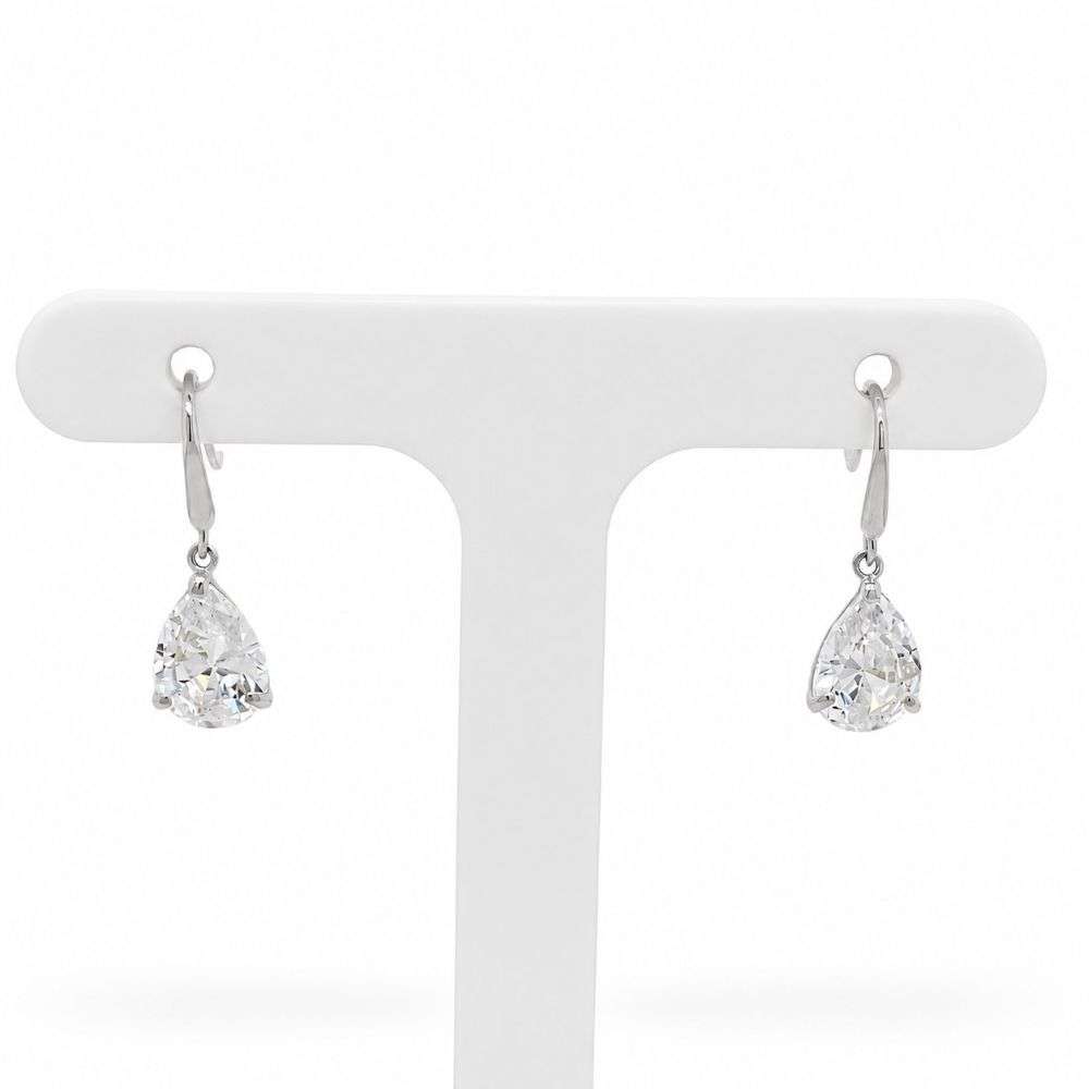 982617 9ct white gold pear cut CZ drop earrings front image 982617 9ct white gold pear cut CZ drop earrings front image