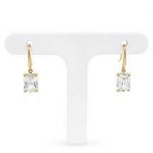 9ct Yellow Gold Drop Emerald Cut CZ Sparkle Earrings