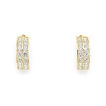 9ct Yellow Gold Double CZ Channel Half Hoop Earrings