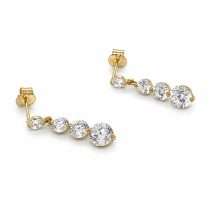 9ct Yellow Gold Waterfall Drop CZ Earrings