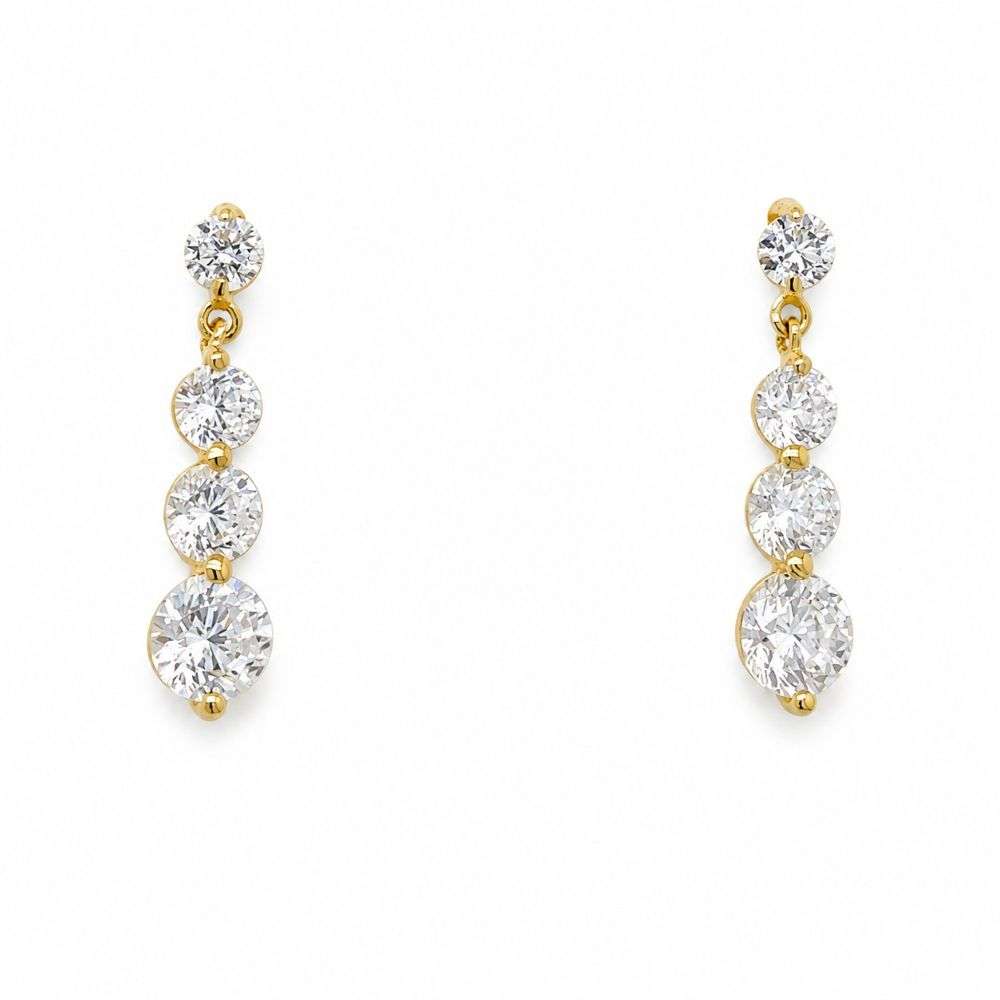 982626 9ct yellow gold waterfall drop cz earring front image