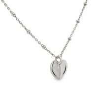 Sterling Silver Bobble Station Chain Heart Pendant