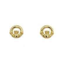 Sterling Silver Gold Plated Traditional Claddagh Stud Earrings
