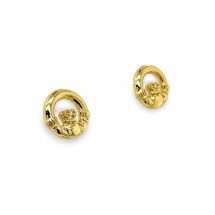 Sterling Silver Gold Plated Traditional Claddagh Stud Earrings