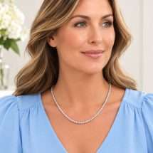 Sterling Silver CZ Set 4 Claw Tennis Style Necklace