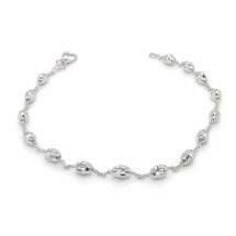 Sterling Silver Diamond Cut Bead Station Link Bracelet