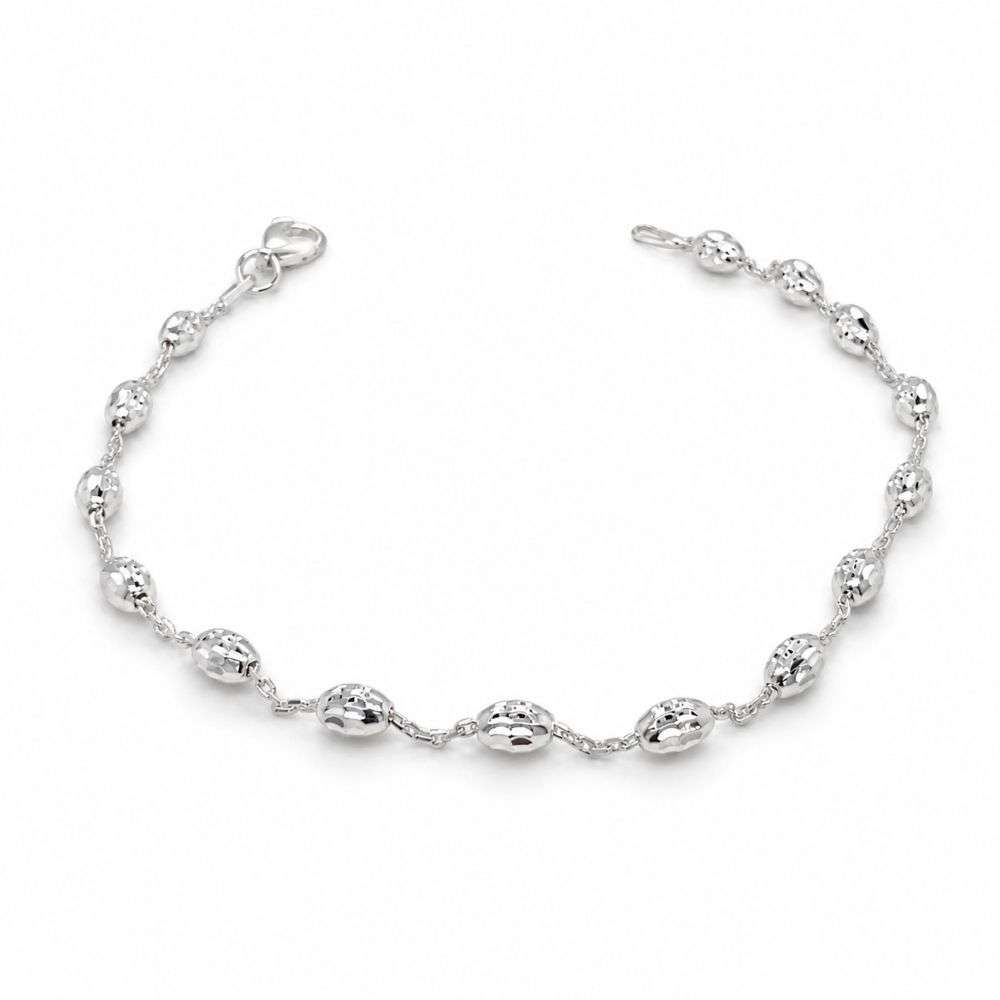 RE7WHT Sterling silver diamond cut beads bracelet front image RE7WHT Sterling silver diamond cut beads bracelet front image