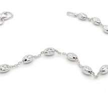 Sterling Silver Diamond Cut Bead Station Link Bracelet