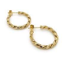 Sterling Silver Gold Plated Twist Rope 25mm Hoop Earrings