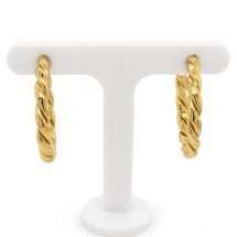 Sterling Silver Gold Plated Twist Rope 25mm Hoop Earrings
