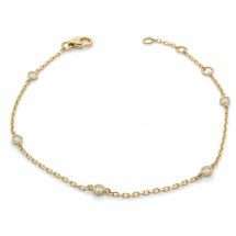 9ct Yellow Gold 0.13ct Lab Diamond Bezel Station Bracelet