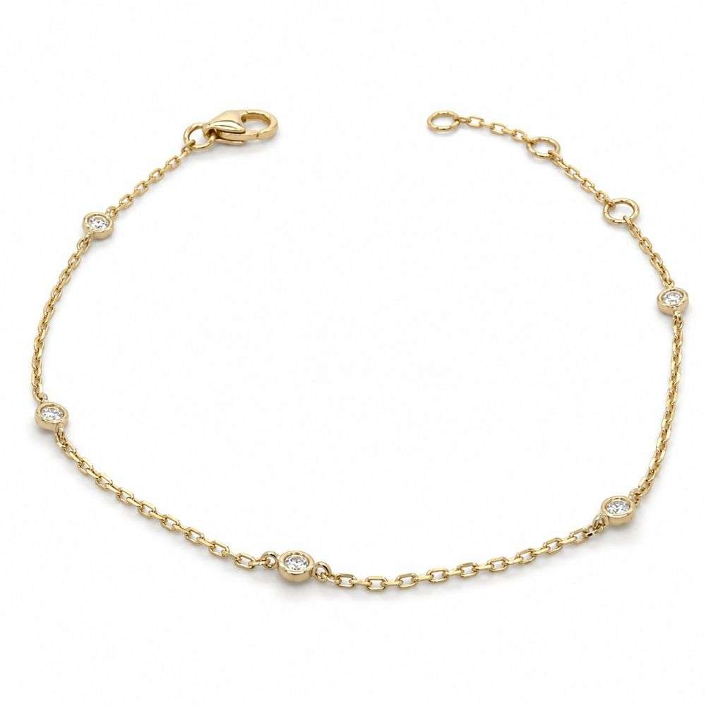 982554 9ct Yellow Gold 0.13cts Lab Diamond Bezel Station Bracelet Front Image 982554 9ct Yellow Gold 0.13cts Lab Diamond Bezel Station Bracelet Front Image