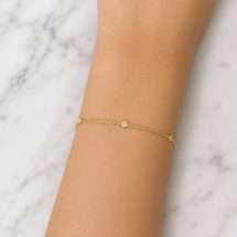 9ct Yellow Gold 0.13ct Lab Diamond Bezel Station Bracelet