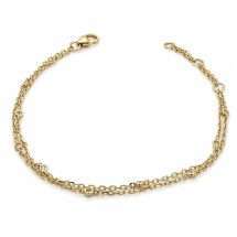 9ct Gold 0.15ct Lab Diamond Double Link Station Bracelet