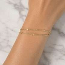 9ct Gold 0.15ct Lab Diamond Double Link Station Bracelet