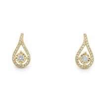 9ct Yellow Gold 0.11ct Lab Diamond Pear Halo Stud Earrings