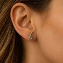 9ct Yellow Gold 0.11ct Lab Diamond Pear Halo Stud Earrings