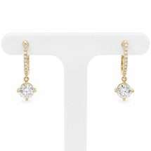 9ct Gold 1.14ct Lab Diamond Solitaire Drop Hoop Earrings