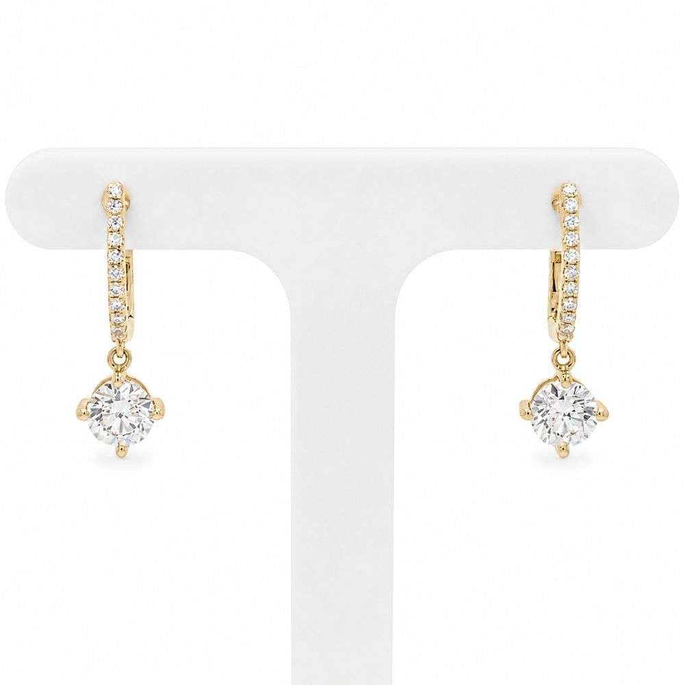 982571 9ct Yellow Gold 1.14ct Lab Diamond Drop Earrings Front Image