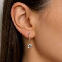 9ct Gold 1.14ct Lab Diamond Solitaire Drop Hoop Earrings