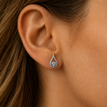 9ct White Gold 0.11ct Lab Diamond Pear Halo Earrings
