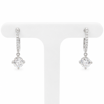 9ct Gold 1.14ct Lab Diamond Solitaire Drop Hoop Earrings