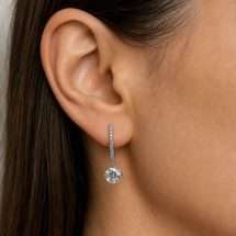 9ct Gold 1.14ct Lab Diamond Solitaire Drop Hoop Earrings