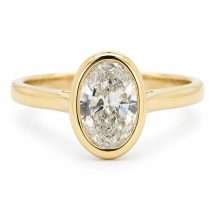 9ct Gold 1.00ct Lab Diamond Oval Bezel Set Solitaire Ring