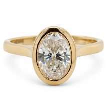 9ct Gold 1.50ct Lab Diamond Oval Bezel Set Solitaire Ring