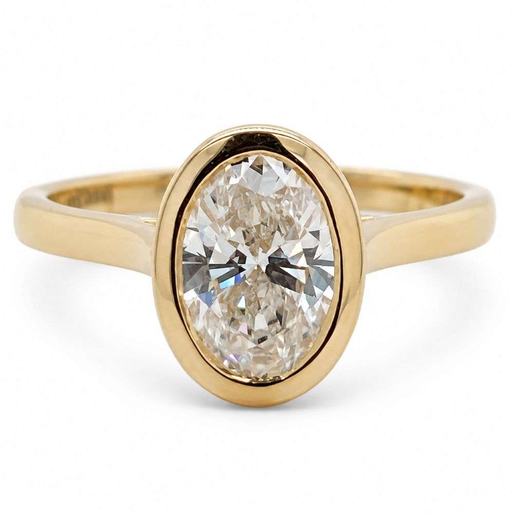 982630-1.50ct 9ct Yellow Gold 1.50ct Oval Bezel Set Solitaire Diamond Ring Front Image 982630-1.50ct 9ct Yellow Gold 1.50ct Oval Bezel Set Solitaire Diamond Ring Front Image