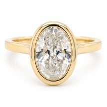 9ct Gold 2.00ct Lab Diamond Oval Bezel Set Solitaire Ring