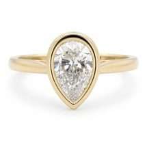 9ct Yellow Gold 1.00ct Lab Diamond Pear Bezel Solitaire Ring